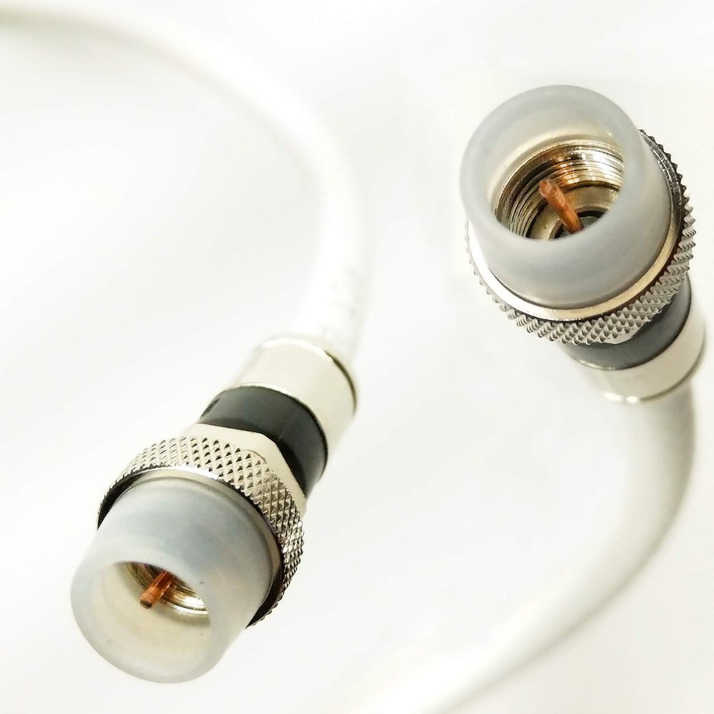 95ft WHITE BARE COPPER RG6 CABLE 18AWG CORE 3Ghz 75 Ohm CL2 In-Wall Use HD ANTENNA Satellite Approved WEATHER SEAL BRASS CONNECTORS UL ETL CUT TO ORDER ASSEMBLED IN USA