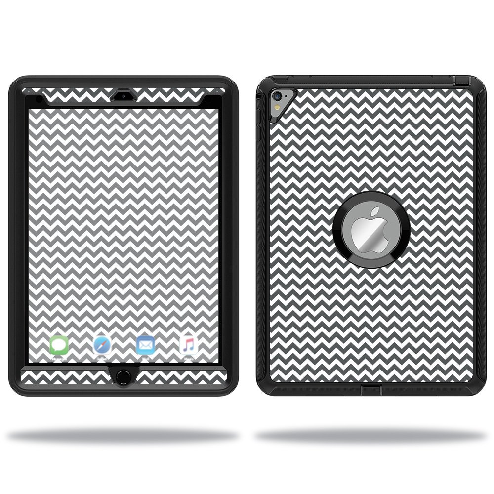 MightySkins Skin Compatible with OtterBox Defender Apple iPad Pro 9.7 Case wrap Cover Sticker Skins Gray Chevron