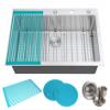 CozyBlock 36 Inches 16-Gauge Stainless Steel Topmount Drop-in Single Bowl Kitchen Sink in Brushed Stainless Steel Finish with Bottom Grid Set, Silicon Dishrack, Pot Mat, and Strainer view 1
