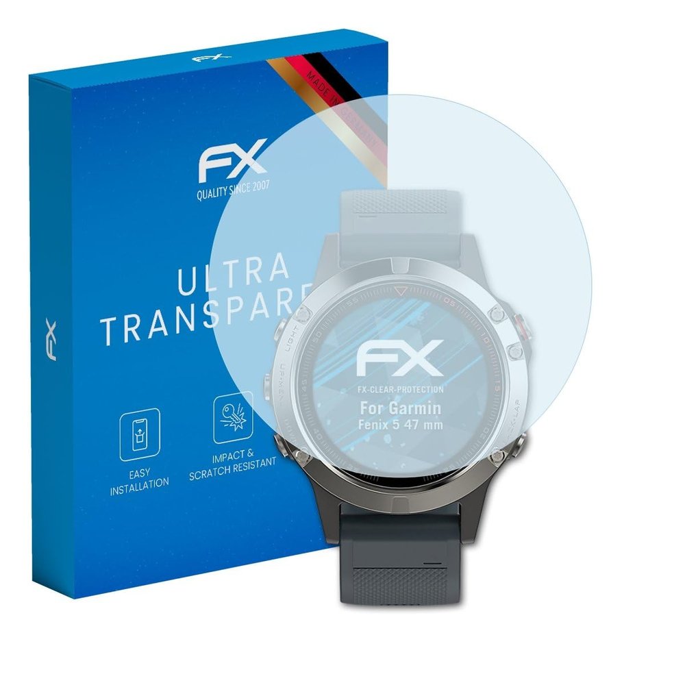 atFoliX Screen Protection Film compatible with Garmin Fenix 5 47 mm Screen Protector, ultra-clear FX Protective Film (3X)