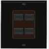RiteAV Decorative 1 Gang 4 Port Cat5e Ethernet Wall Plate - Black/Brown view 1