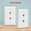 ENERLITES Duplex RJ11 Telephone Jack Wall Plate, 6-Position 4-Conductor 6P4C (2 Line Support), 1-Gang 4.50" x 2.76", 6651-W, White view 2