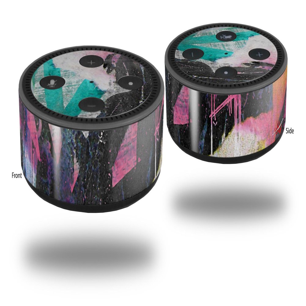 Skin Wrap Decal Set 2 Pack for Amazon Echo Dot 2 - Graffiti Grunge (2nd Generation ONLY - Echo NOT Included)