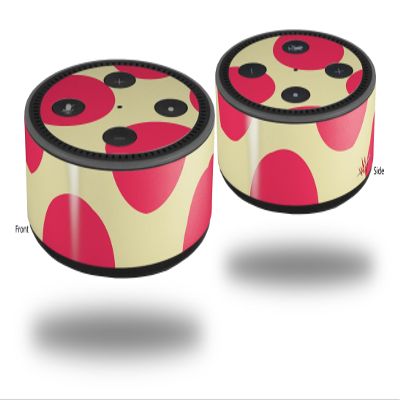 Skin Wrap Decal Set 2 Pack for Amazon Echo Dot 2 - Kearas Polka Dots Pink On Cream (2nd Generation ONLY - Echo NOT Included)