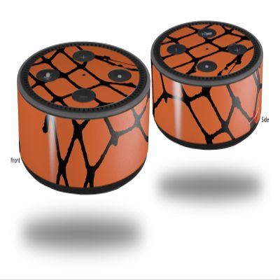 Skin Wrap Decal Set 2 Pack for Amazon Echo Dot 2 - Ripped Fishnets Orange (2nd Generation ONLY - Echo NOT Included)