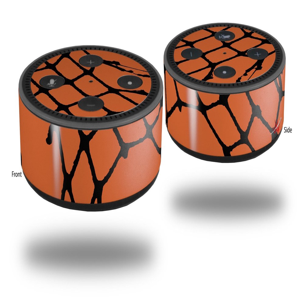 Skin Wrap Decal Set 2 Pack for Amazon Echo Dot 2 - Ripped Fishnets Orange (2nd Generation ONLY - Echo NOT Included)