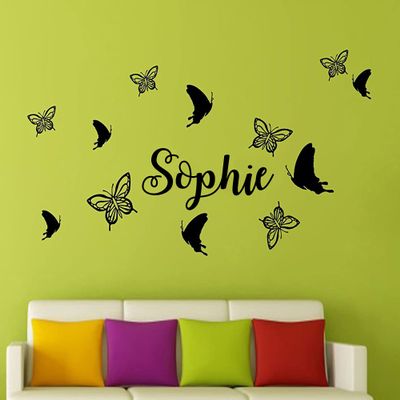 12 butterfly Wall art Stickers - Personalised wall stickers - Custom Name Nursery wall decal