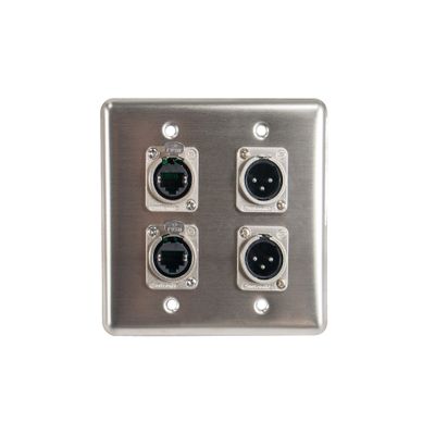 Elite Core Quad Wall Plate w/2 Tactical Ethernet and 2 XLR Male Connections Q-4-2E2XM
