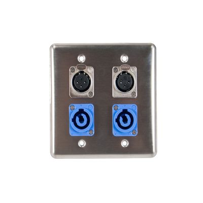 Elite Core Quad Wall Plate w/2 Power on A and 2 XLR Female Connections Q-4-2PCA2XF