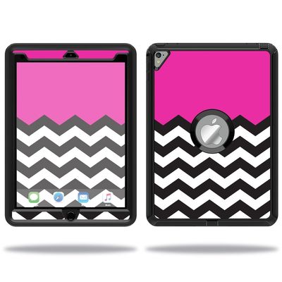 MightySkins Skin Compatible with OtterBox Defender Apple iPad Pro 9.7 Case wrap Cover Sticker Skins Hot Pink Chevron