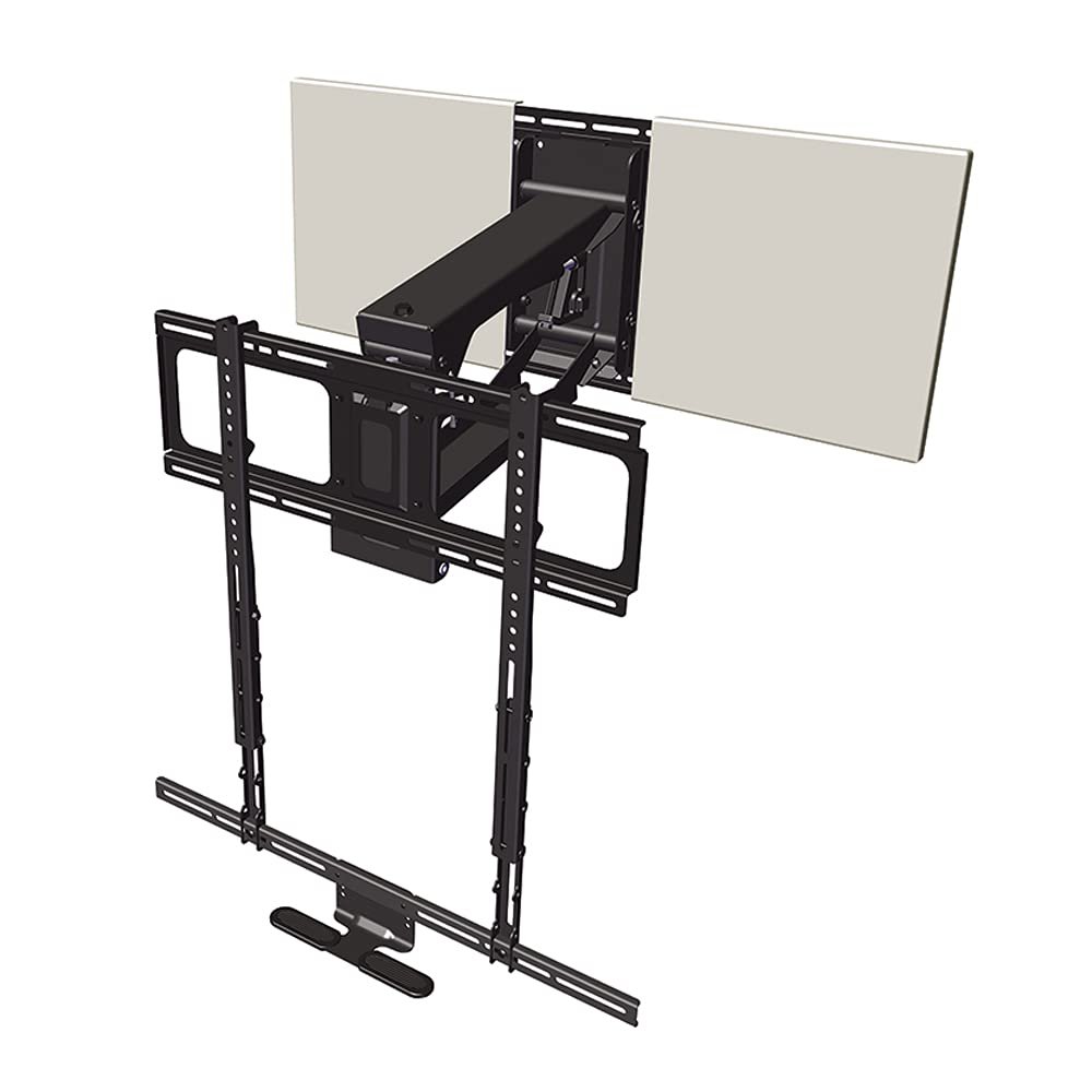 MantelMount MM700 Premier Fireplace TV Mount Pull Down Bracket for 50"-90" & 25-115 lb Televisions Above Mantel with Sound Bar Attachment, Paintable Covers & Safety Pull Down Handles