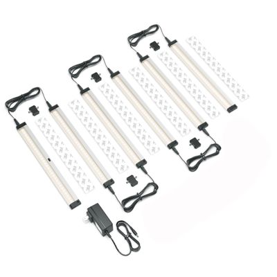 EShine Hand Wave Activated Under Cabinet LED Lighting Kit, Dimmable, 6-Pack 12 in - Touchless Dimming Control, Black Under Counter Lights for Kitchen, Garage, Office, Shelf - Warm White (3000K)