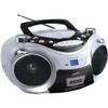 Supersonic SC-739BT Top Loading CD Boombox Player with Wireless Bluetooth, AM/FM Radio, Cassette Recorder, USB Input, LCD Display, and Remote Control - MP3/CD/CD-R/CD-RW Compatible (Silver) view 1