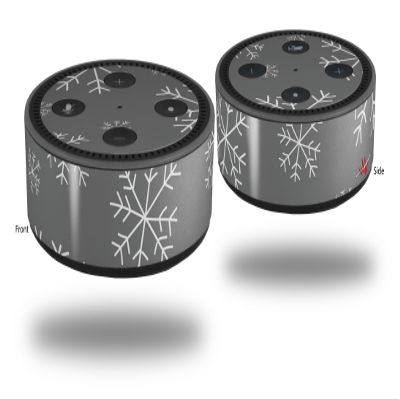 Skin Wrap Decal Set 2 Pack for Amazon Echo Dot 2 - Winter Snow Gray (2nd Generation ONLY - Echo NOT Included)