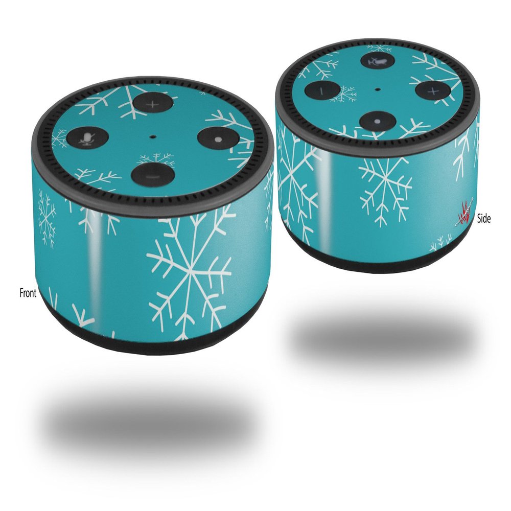 Skin Wrap Decal Set 2 Pack for Amazon Echo Dot 2 - Winter Snow Teal Blue (2nd Generation ONLY - Echo NOT Included)