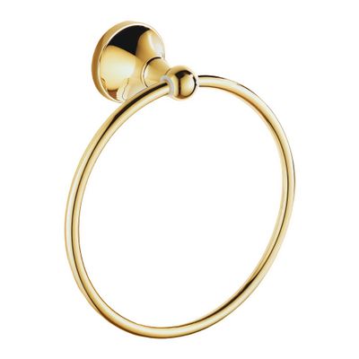 7Trees Bathroom Lavatory Towel Ring Wall Mount Hanging Towel Ring Aluminum Oxide Wall Mounted, Polished Gold