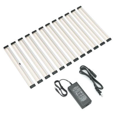 EShine Hand Wave Activated Under Cabinet LED Lighting Kit, Dimmable, 12-Pack 12 in - Touchless Dimming Control, Black Under Counter Lights for Kitchen, Garage, Office, Desk - Warm White (3000K)