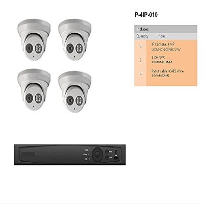 4 IP Camera System (Dome design). 4 MP resolution, 2.8 mm fixed lens, EXIR-IR