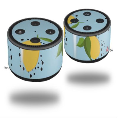 Skin Wrap Decal Set 2 Pack for Amazon Echo Dot 2 - Lemon Blue (2nd Generation ONLY - Echo NOT Included)