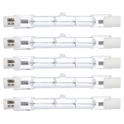 Simba Lighting Halogen R7S 78mm T3 100W Dimmable 800lm 120V, 2700K, 5 Pack