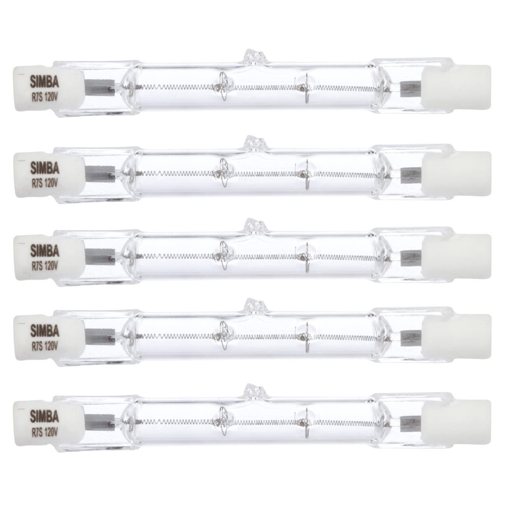 Simba Lighting Halogen R7S 78mm T3 100W Dimmable 800lm 120V, 2700K, 5 Pack