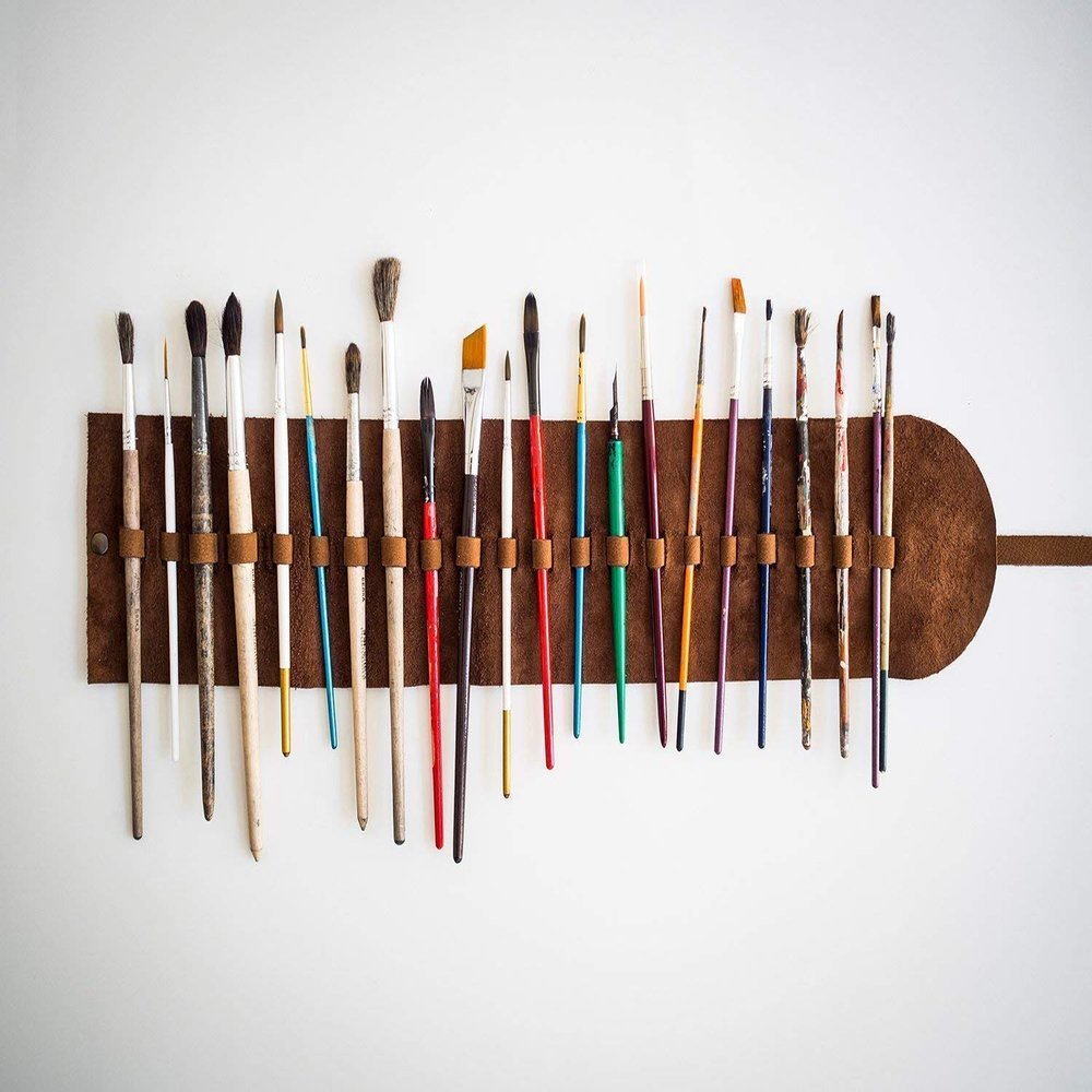 Brush Holder, Personalized Leather Pencil Case Roll, Pen Case, Tool Roll, Art Wrap