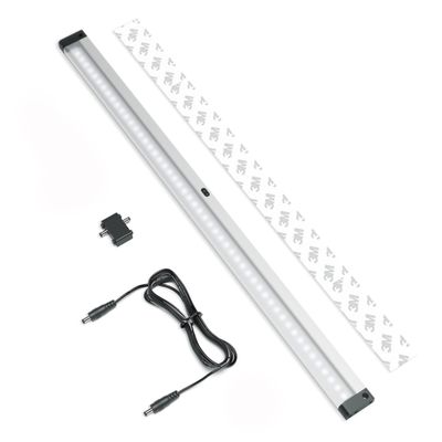 EShine Extra Long 20 inch LED Dimmable Under Cabinet Lighting Strip with Hand Wave Motion Sensor, Black, with Accessories (No Power Supply Included), Cool White (6000K)