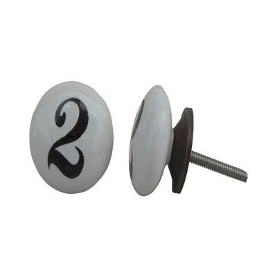 IndianShelf Pack of 6 Graceful White Number 6 Numerical Ceramic Modern Dresser Handles Drawer Knobs Cabinet Pulls Decorative Touch