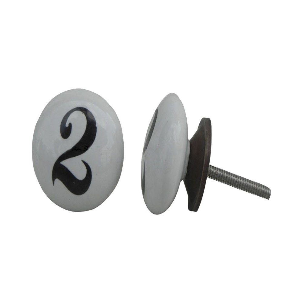 IndianShelf Pack of 6 Graceful White Number 6 Numerical Ceramic Modern Dresser Handles Drawer Knobs Cabinet Pulls Decorative Touch