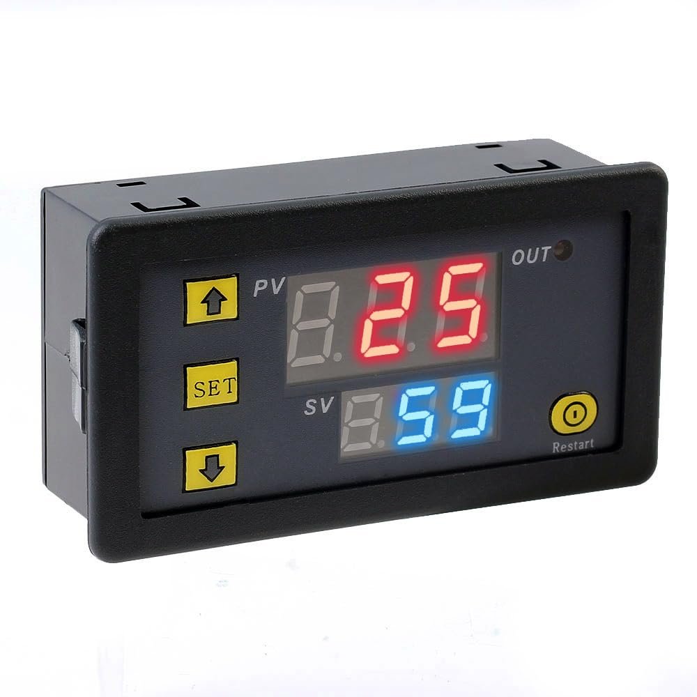 ICSTATION Delay Relay Module, DC 12V 10A Time Delay Switch 0-999s/min/h Timer Relay LED Display Digital Timer Cycle Delay Switch Module for Light Water Pump Engine