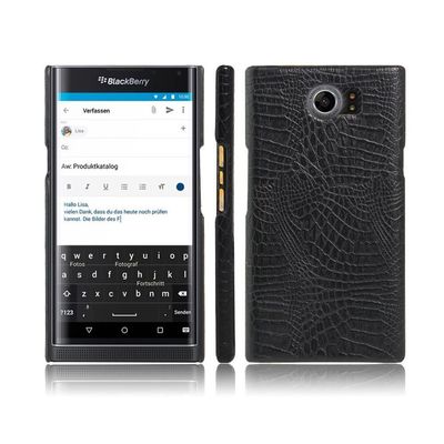 Zshion for BlackBerry Priv Case,Croco Premium PU Leather Protective Cases Simple Deurable and Lightweight Case for BlackBerry Priv (Black)