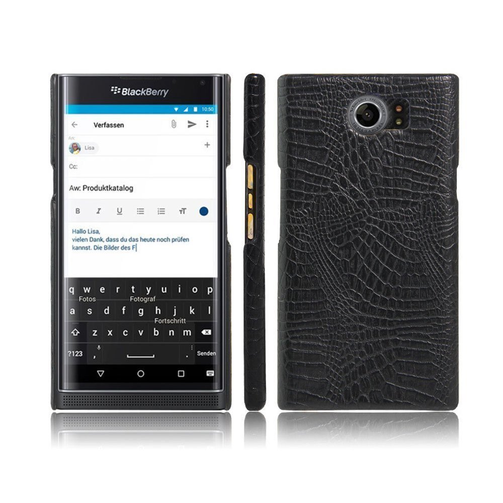 Zshion for BlackBerry Priv Case,Croco Premium PU Leather Protective Cases Simple Deurable and Lightweight Case for BlackBerry Priv (Black)
