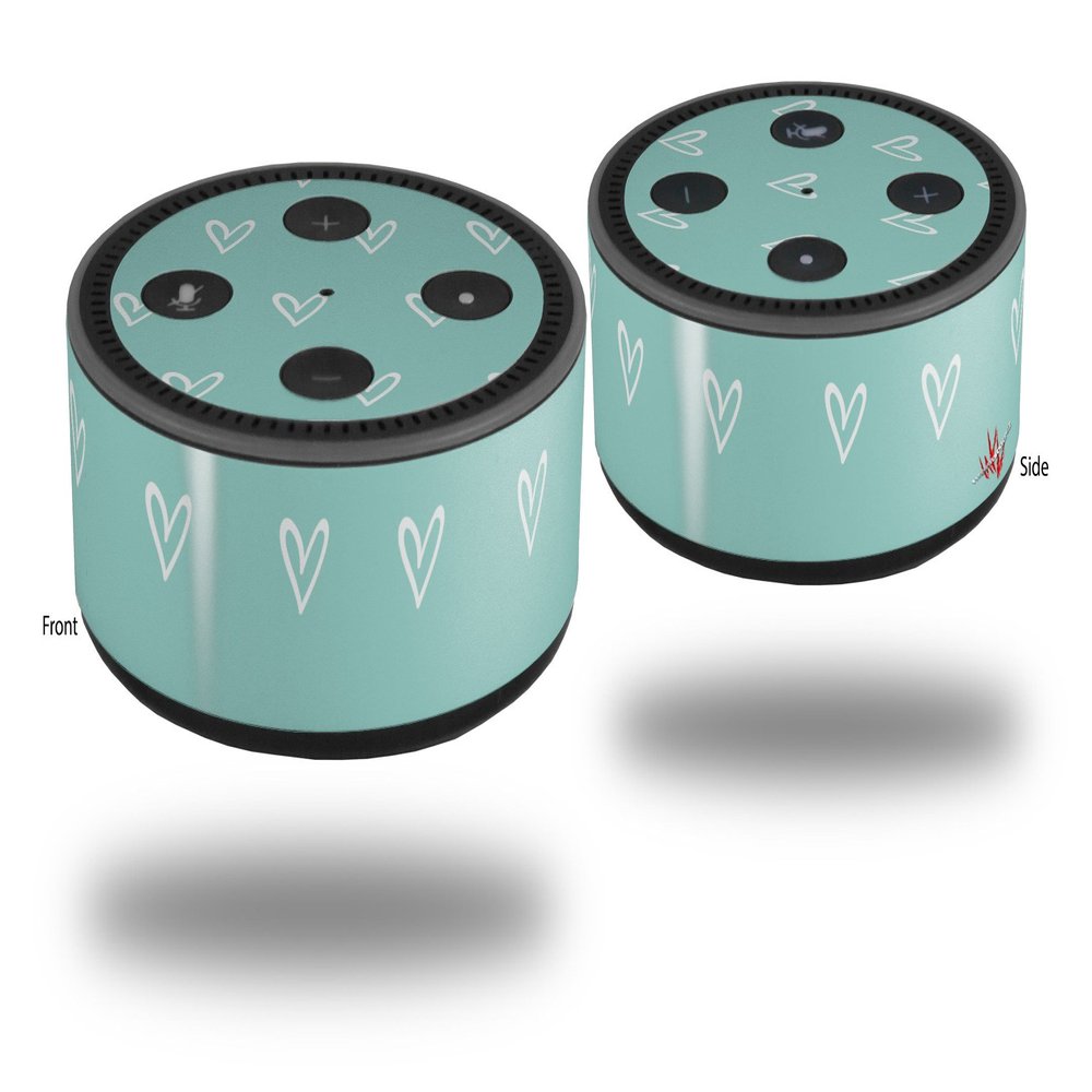 Skin Wrap Decal Set 2 Pack for Amazon Echo Dot 2 - Hearts Tropical (2nd Generation ONLY - Echo NOT Included)