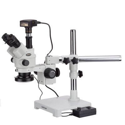 AmScope 3.5X-180X Simul-Focal Stereo Lockable Zoom Microscope with 144-LED Ring Light and 10MP USB3 Camera