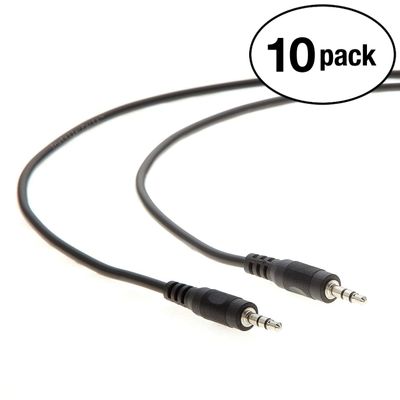 InstallerParts (10 Pack 3.5mm Male to Male Auxiliary (AUX) Cable (1FT) - Compatible with iPhone, Android, Mac, PC, iPad and More!