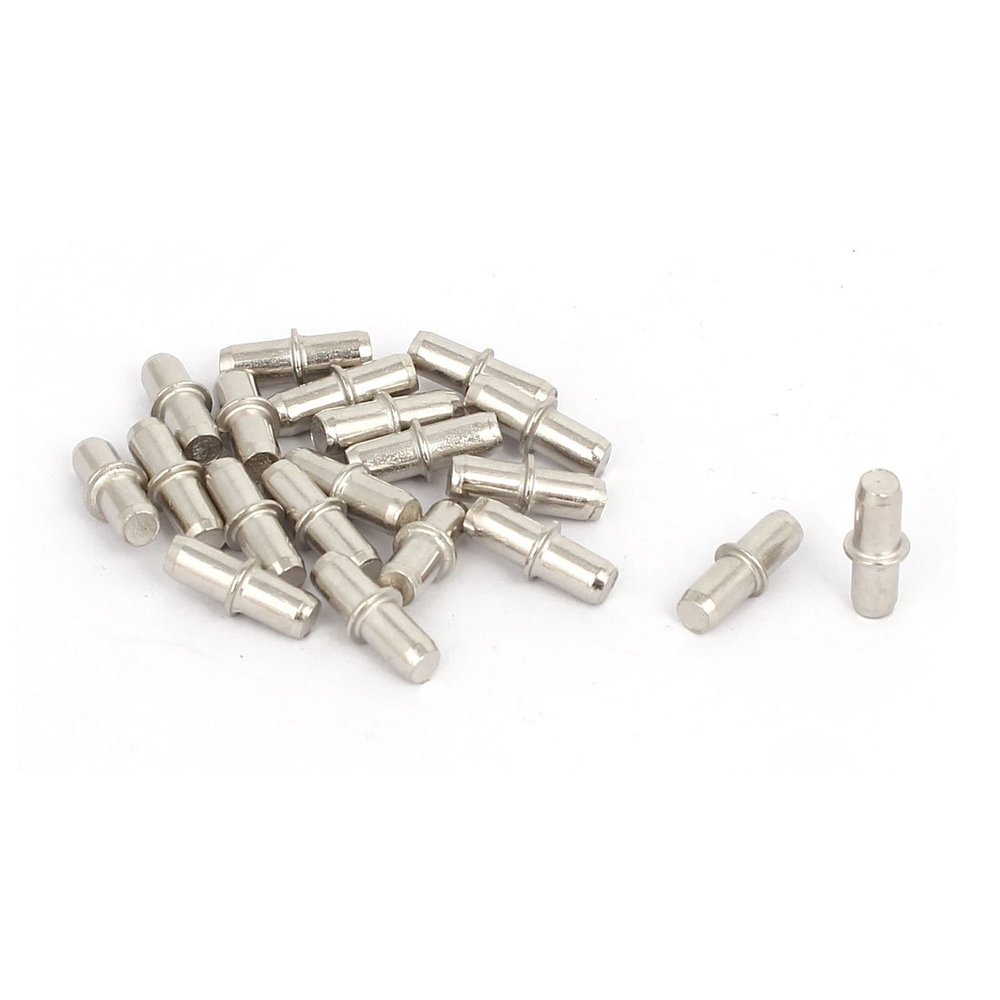 uxcell Cabinet Wardrobe 5mmx17mm Shelf Support Pins Studs Pegs Silver Tone 20pcs
