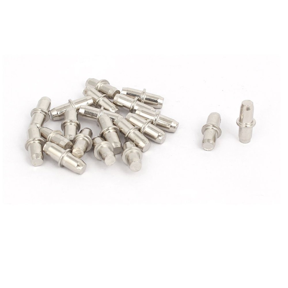 uxcell Cabinet Wardrobe 5mmx16mm Shelf Support Pins Studs Pegs Silver Tone 20pcs