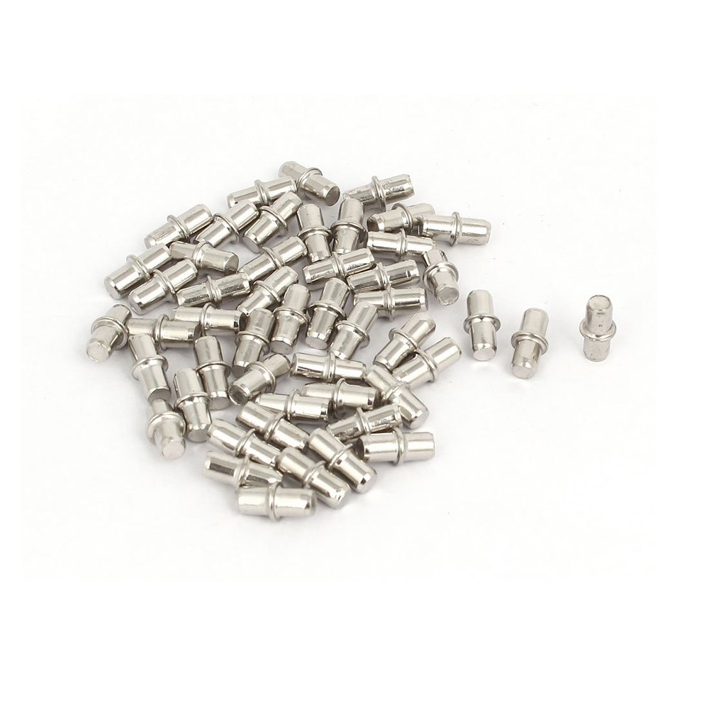 uxcell Cabinet Wardrobe 5mmx13.5mm Shelf Support Pins Studs Pegs Silver Tone 50pcs