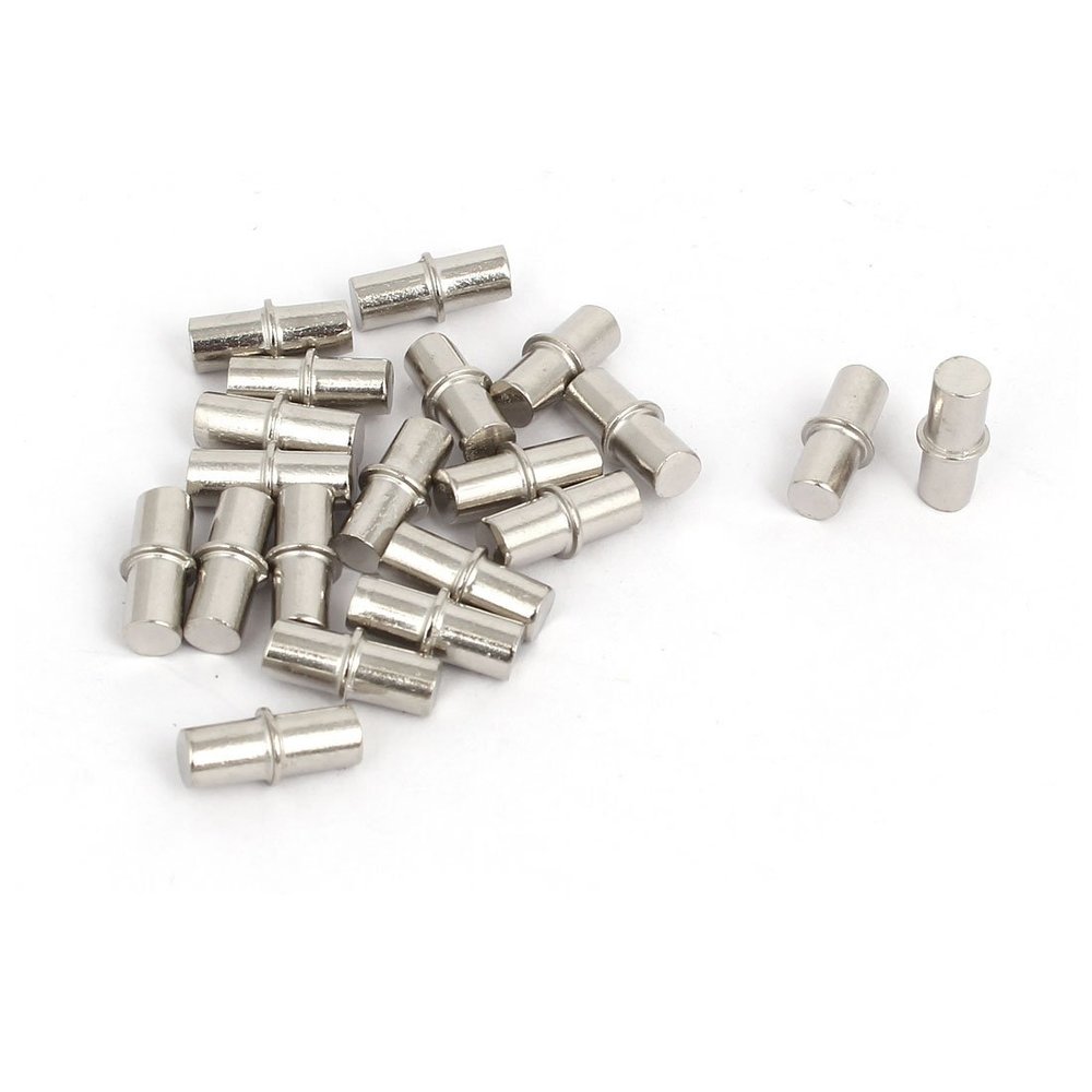 uxcell Cabinet Wardrobe 6mmx17mm Shelf Support Pins Studs Pegs Silver Tone 20pcs