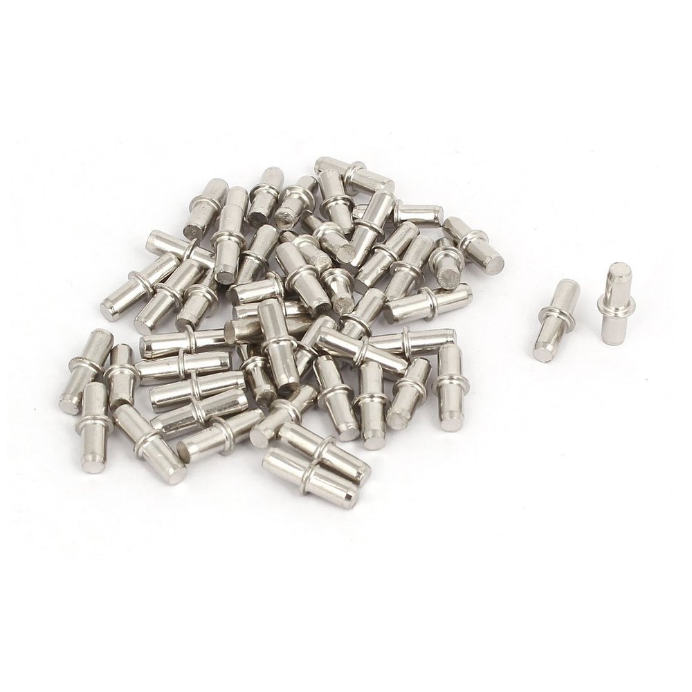 uxcell Cabinet Wardrobe 5mmx19mm Shelf Support Pins Studs Pegs Silver Tone 50pcs