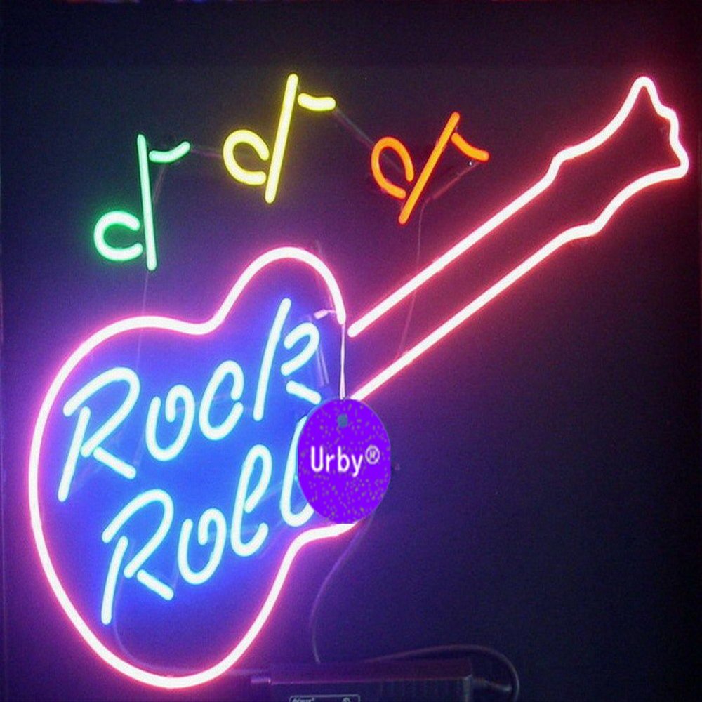 Urby 17"x14" Rock Roll Music Handmade Real Glass Neon Sign (MultipleSizes) Beer Bar Light Handicraft U104