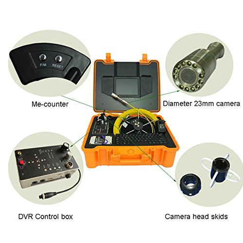 MABELSTAR Underwater 23mm Stainless Steel Camera Head 50m Fibreglass Cable Sewer Drain Pipe Inspection Camera