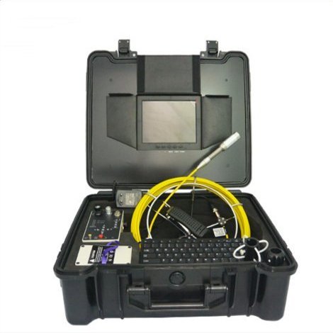 MABELSTAR Built-in 512Hz Transmitter 50m Fibreglass Push Rod Video Pipe Inspection Camera with 12pcs LEDs