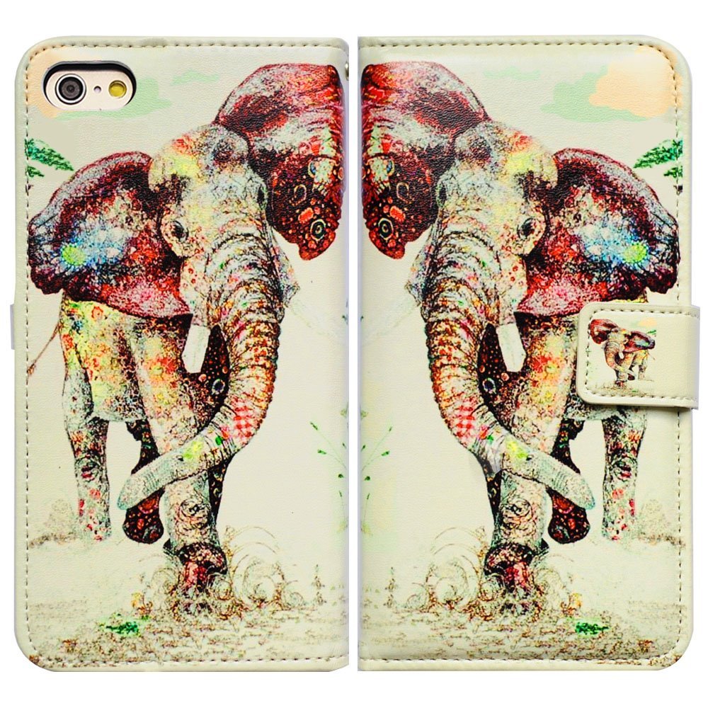 Bcov Case for iPod Touch 7/iPod Touch 6,Bcov Elephant Pattern Wallet Flip Leather Cover Case with Credit Card ID Card Slot Holder Kickstand for iPod Touch 7/6/5