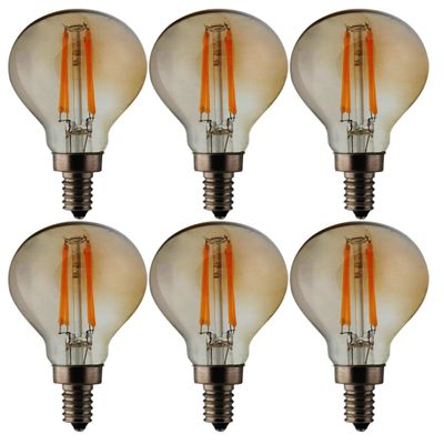 Bulbright 6PACK LED Filament Bulb Dimmable G45/G14 4W Gilded Tint Glass Cover Tubular LED Light Bulb, E12 Base, Warm White 2700-3000K, 40W Equivalent, 110-120VAC (4)