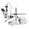 AmScope 3.5X-90X Simul-Focal Stereo Lockable Zoom Microscope with Dual-Arm LED Fiber Optic Light and 10MP Camera view 1