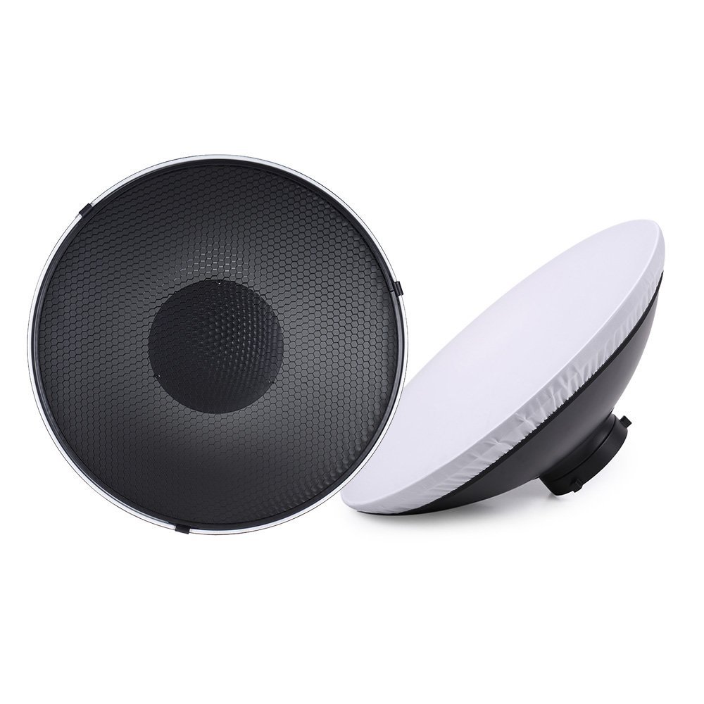 Andoer 16inch Bowens Mount Beauty Dish Diffuser Reflector + Honeycomb Grid + Soft Cloth White Inner for Photo Studio Bowens Strobe Light Speedlite