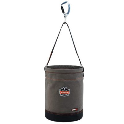 Ergodyne Arsenal 5940 Large Canvas Tool Bucket with Swiveling Carabiner, Gray