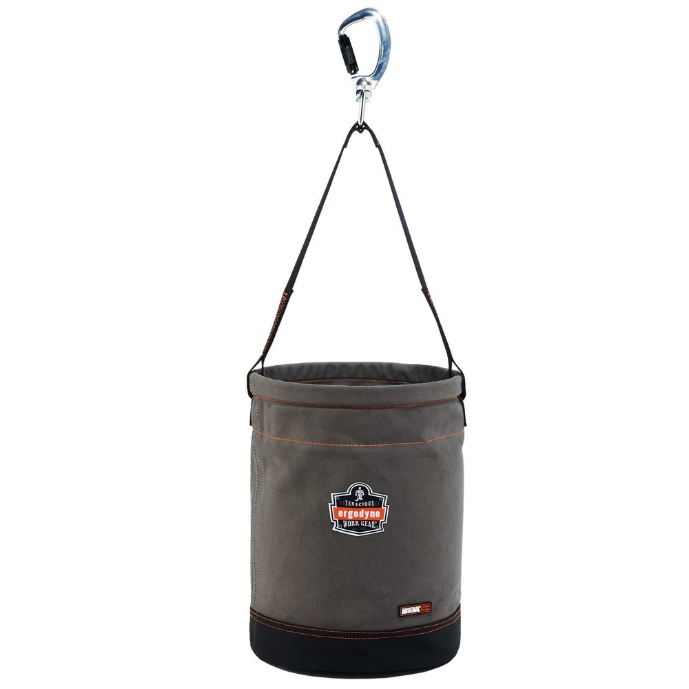 Ergodyne Arsenal 5940 Large Canvas Tool Bucket with Swiveling Carabiner, Gray