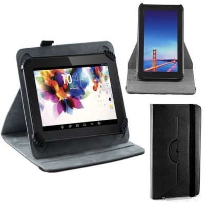 Navitech Black Faux Leather Hard Case Cover with 360 Rotational Stand Compatible with The Archos 70 Xenon/ARCHOS ARNOVA 7 / Archos 70 Cobalt